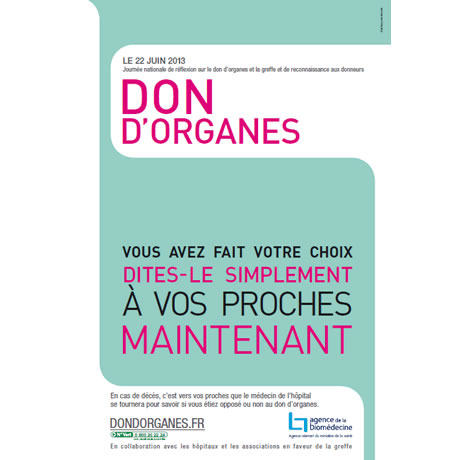 Commander les brochures avec la carte de donneur à l'intérieur pour le don d'organes